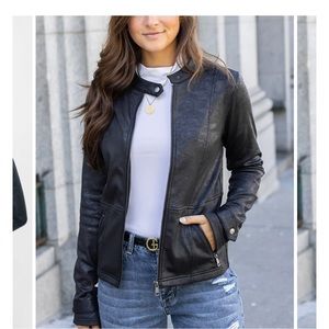 NWT- Grace and Lace Cafe Racer pleather jacket